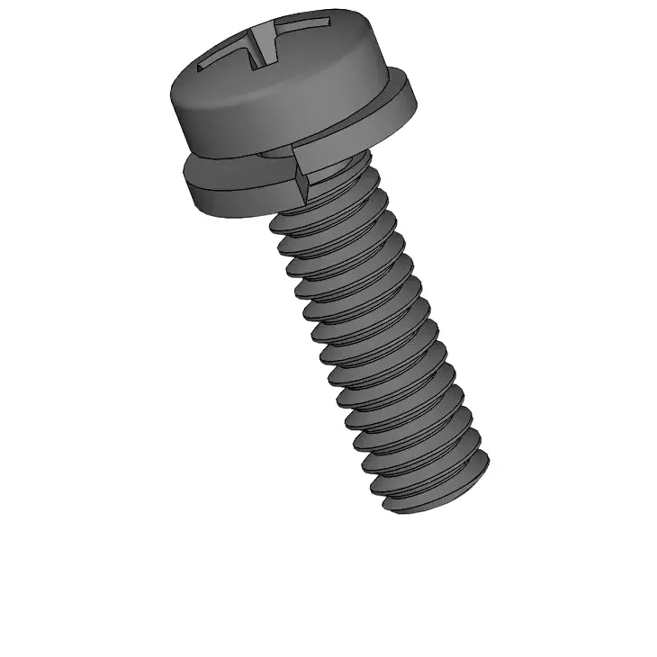 M2 x 7mm Pan Head Phillips SEMS Screws with Spring Washer Steel Black