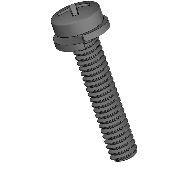 M2 x 10mm Pan Head Phillips SEMS Screws with Spring Washer Steel Black