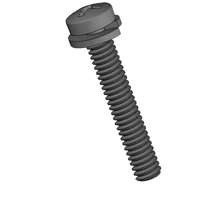 M2 x 12mm Pan Head Phillips SEMS Screws with Spring Washer Steel Black