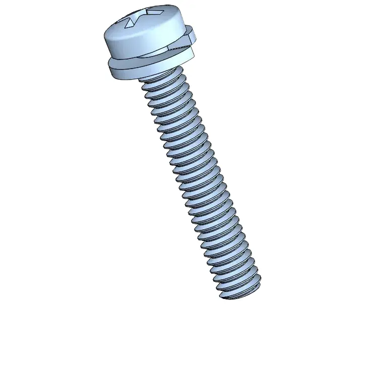 M2 x 12mm Pan Head Phillips SEMS Screws with Spring Washer Steel Blue Zinc Plated