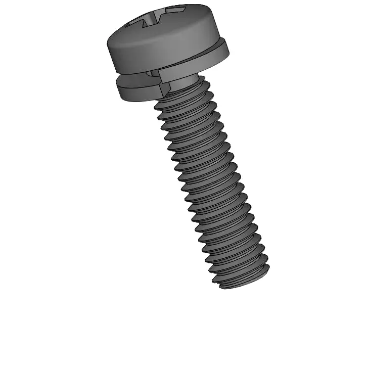 M2.5 x 10mm Pan Head Phillips SEMS Screws with Spring Washer Steel Black