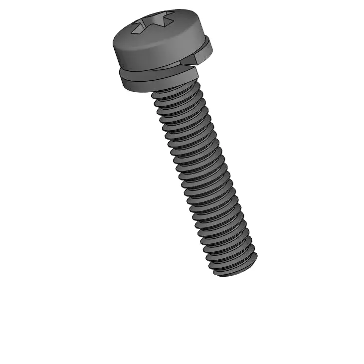 M2.5 x 12mm Pan Head Phillips SEMS Screws with Spring Washer Steel Black