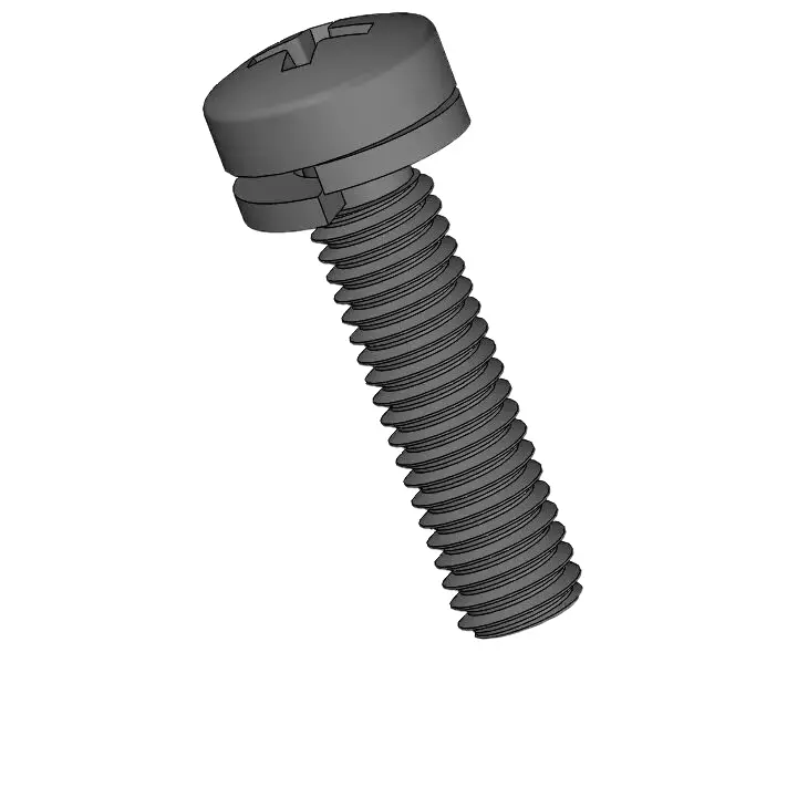 M3 x 12mm Pan Head Phillips SEMS Screws with Spring Washer Steel Black