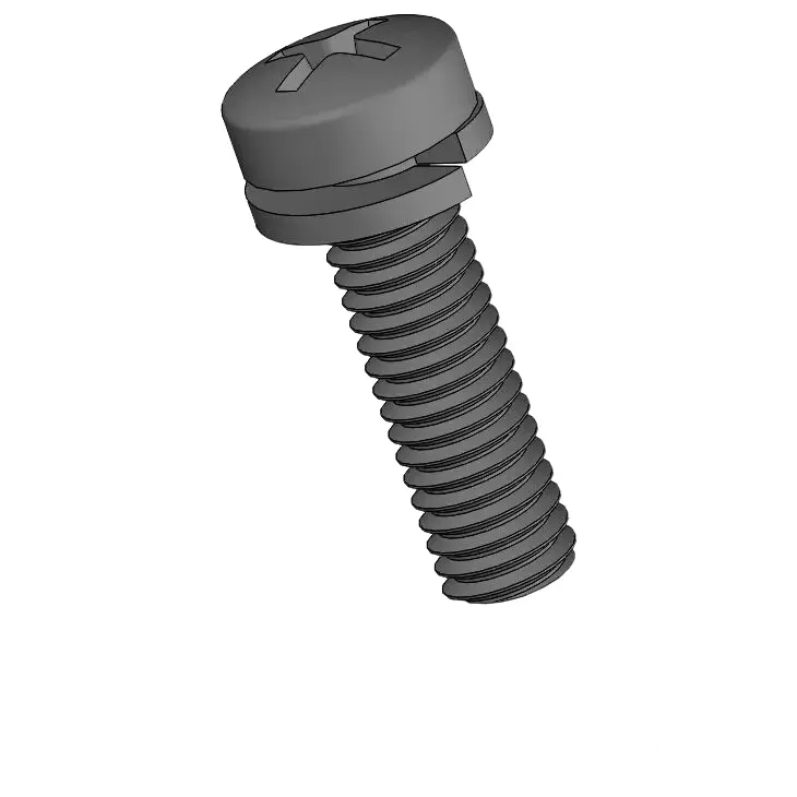 M3.5 x 12mm Pan Head Phillips SEMS Screws with Spring Washer Steel Black