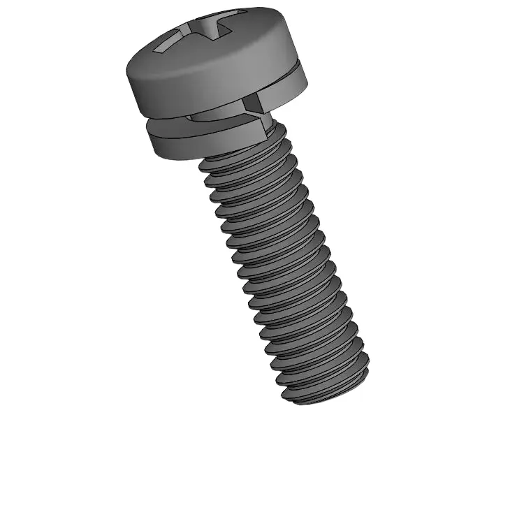 M4 x 14mm Pan Head Phillips SEMS Screws with Spring Washer Steel Black