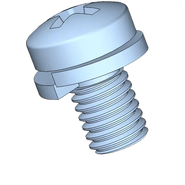 M6 x 10mm Pan Head Phillips SEMS Screws with Spring Washer Steel Blue Zinc Plated