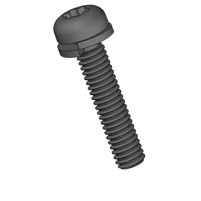 M2.5 x 12mm Pan Head Torx SEMS Screws with Spring Washer Steel Black