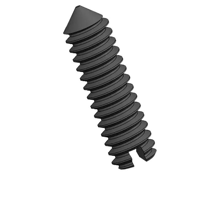 M1.4 x 5mm Slotted Cone Point Set Screw 12.9 Carbon Steel Black DIN553