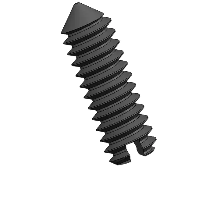 M1.6 x 5mm Slotted Cone Point Set Screw 12.9 Carbon Steel Black DIN553