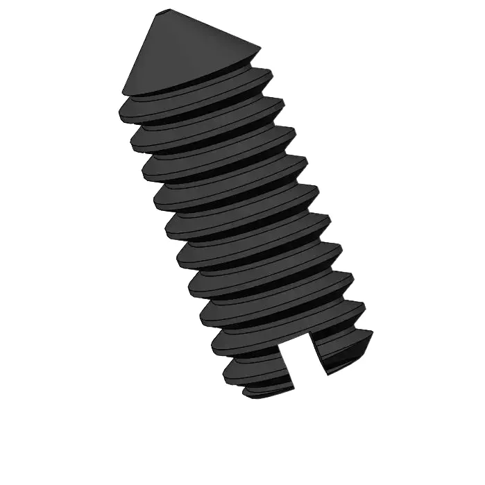 M2 x 5mm Slotted Cone Point Set Screw 12.9 Carbon Steel Black DIN553