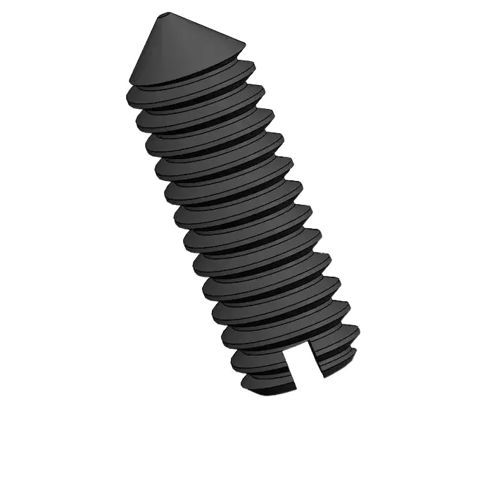 M2 x 6mm Slotted Cone Point Set Screw Steel Black DIN553