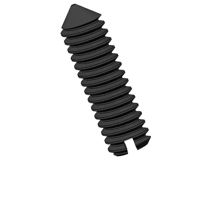 M2 x 7mm Slotted Cone Point Set Screw 12.9 Carbon Steel Black DIN553