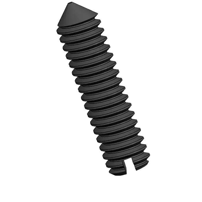 M2 x 8mm Slotted Cone Point Set Screw Steel Black DIN553