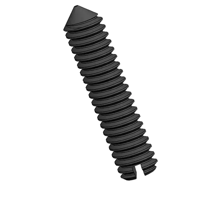 M2 x 9mm Slotted Cone Point Set Screw 12.9 Carbon Steel Black DIN553