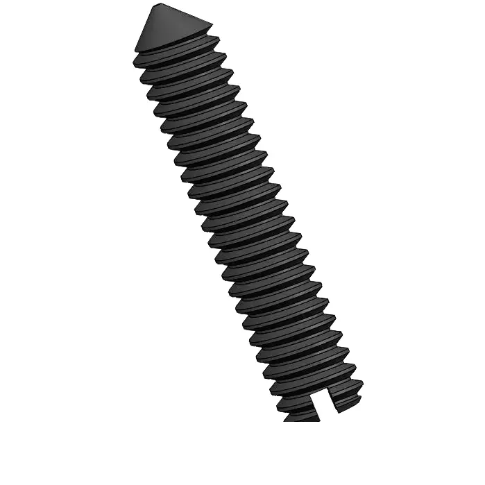 M2 x 10mm Slotted Cone Point Set Screw Steel Black DIN553