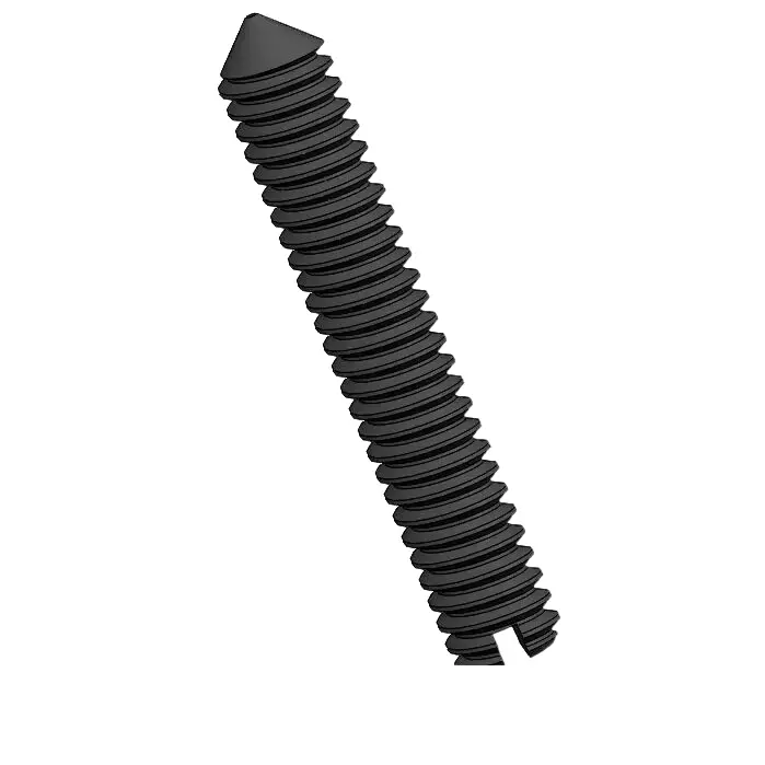 M2 x 12mm Slotted Cone Point Set Screw Steel Black DIN553