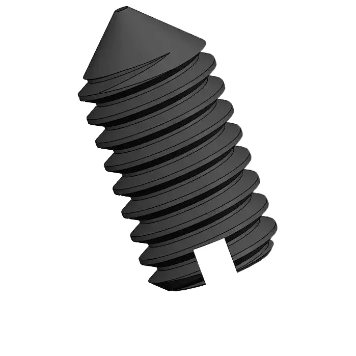 M2.5 x 5mm Slotted Cone Point Set Screw 12.9 Carbon Steel Black DIN553