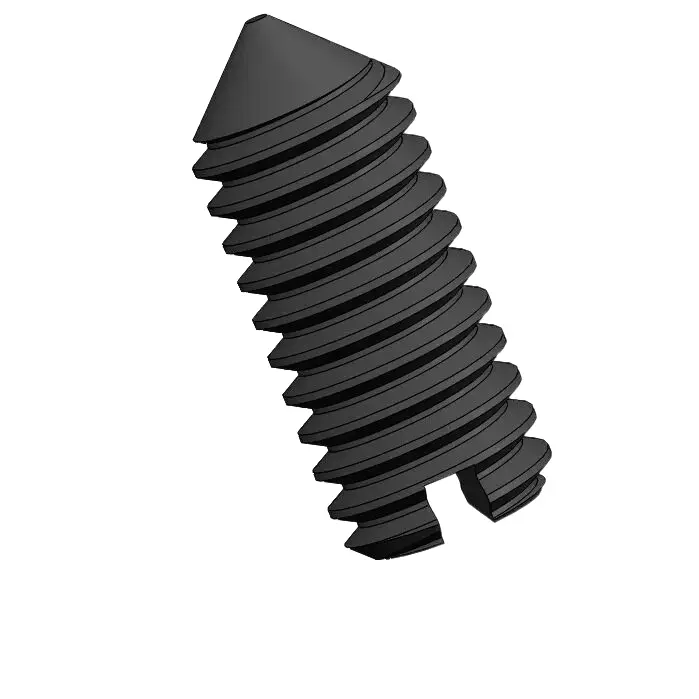 M2.5 x 6mm Slotted Cone Point Set Screw 12.9 Carbon Steel Black DIN553