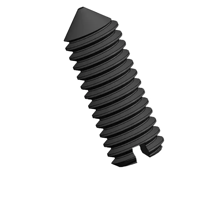 M2.5 x 7mm Slotted Cone Point Set Screw Steel Black DIN553