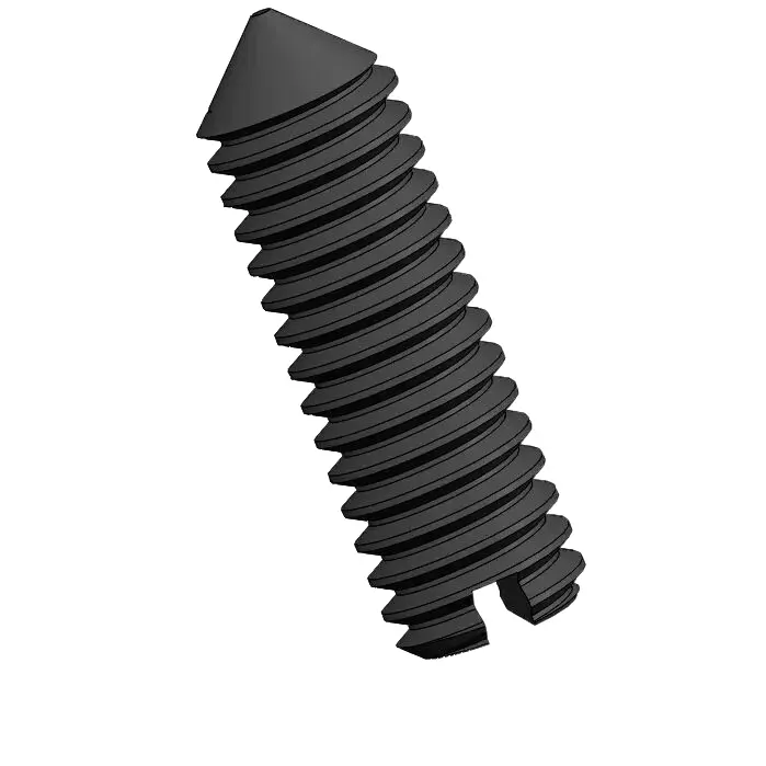 M2.5 x 8mm Slotted Cone Point Set Screw Steel Black DIN553