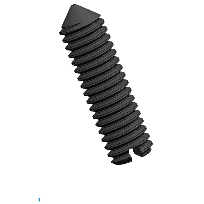 M2.5 x 9mm Slotted Cone Point Set Screw Steel Black DIN553