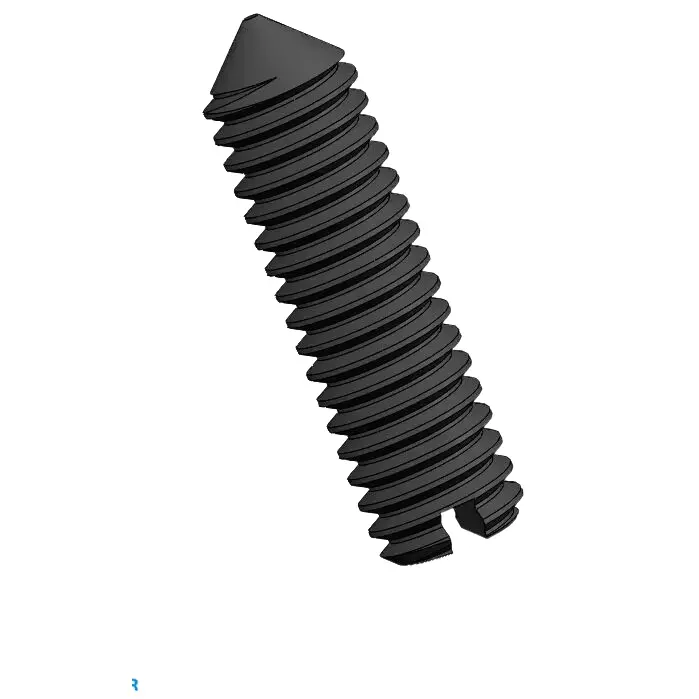 M2.5 x 9mm Slotted Cone Point Set Screw 12.9 Carbon Steel Black DIN553