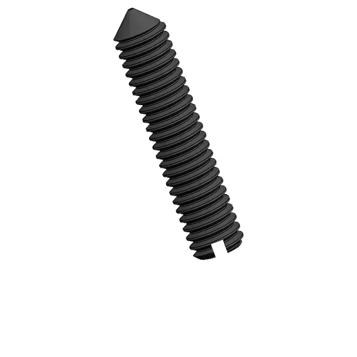 M2.5 x 12mm Slotted Cone Point Set Screw Steel Black DIN553