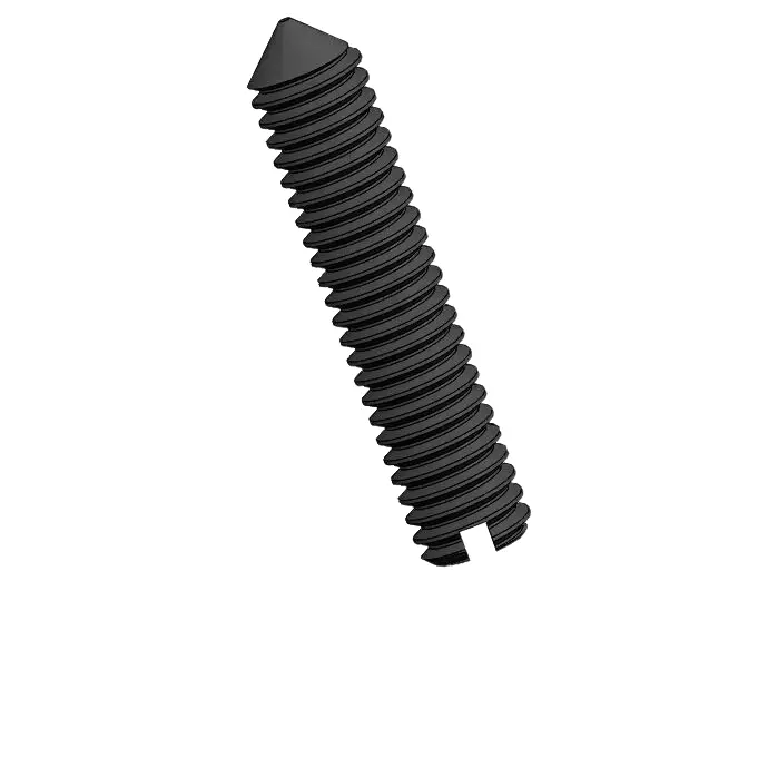 M2.5 x 12mm Slotted Cone Point Set Screw 12.9 Carbon Steel Black DIN553