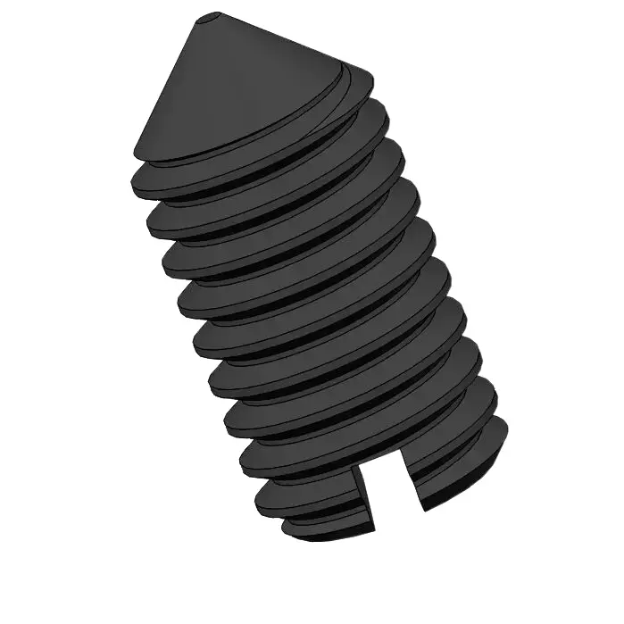 M3 x 6mm Slotted Cone Point Set Screw 12.9 Carbon Steel Black DIN553