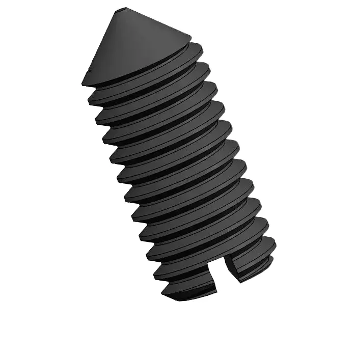 M3 x 7mm Slotted Cone Point Set Screw Steel Black DIN553