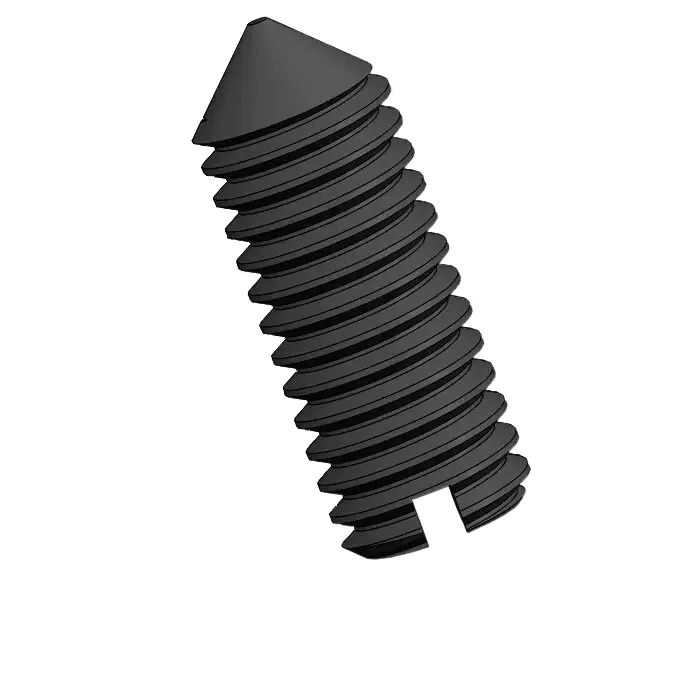 M3 x 8mm Slotted Cone Point Set Screw Steel Black DIN553