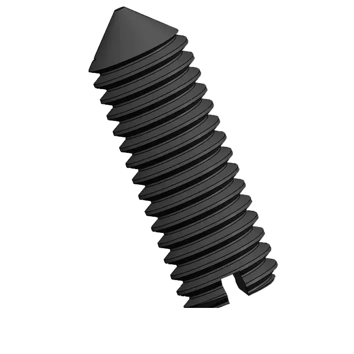 M3 x 9mm Slotted Cone Point Set Screw Steel Black DIN553