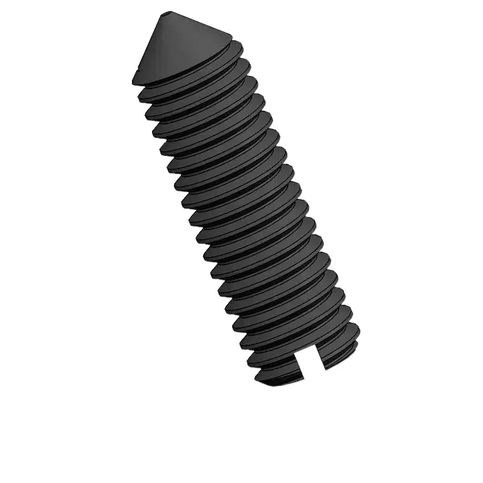 M3 x 10mm Slotted Cone Point Set Screw Steel Black DIN553