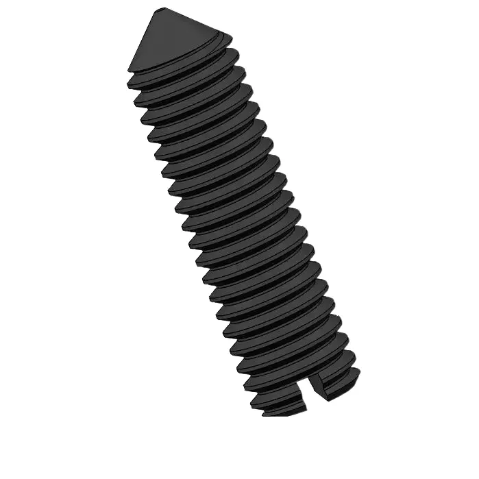 M3 x 11mm Slotted Cone Point Set Screw Steel Black DIN553