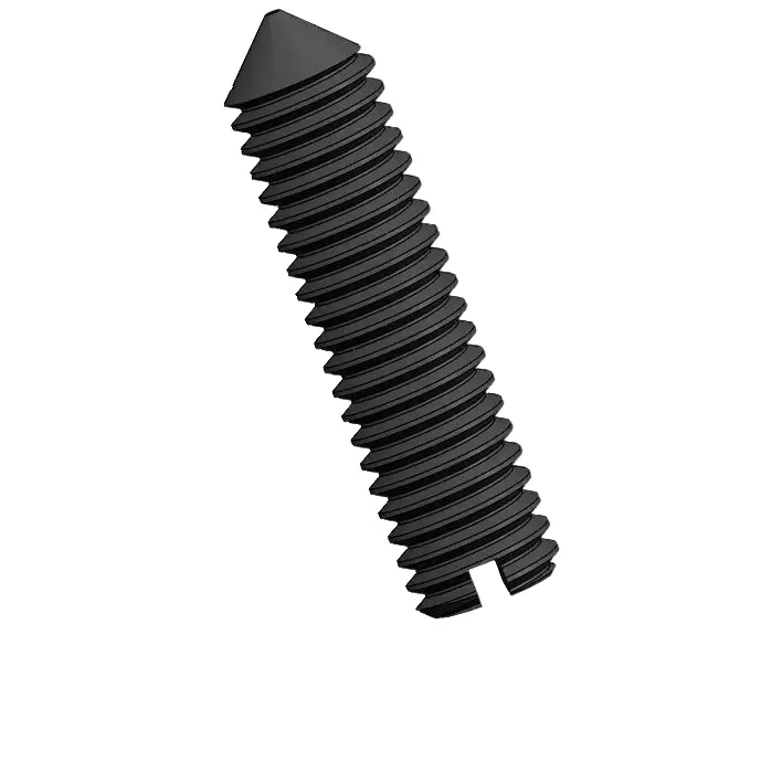 M3 x 12mm Slotted Cone Point Set Screw 12.9 Carbon Steel Black DIN553