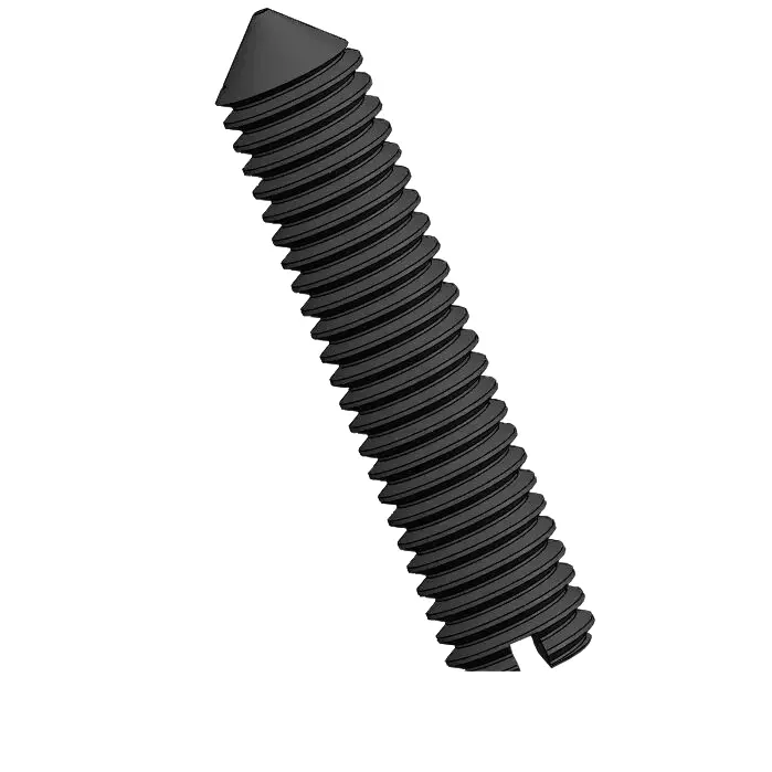 M3 x 14mm Slotted Cone Point Set Screw Steel Black DIN553