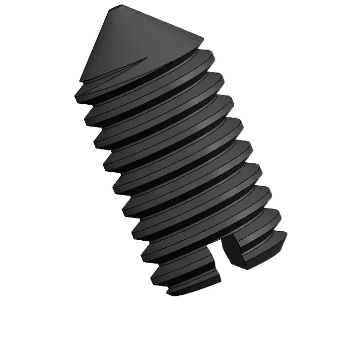 M3.5 x 7mm Slotted Cone Point Set Screw Steel Black DIN553