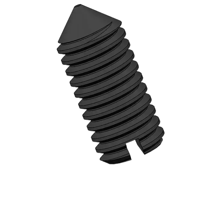 M3.5 x 8mm Slotted Cone Point Set Screw 12.9 Carbon Steel Black DIN553