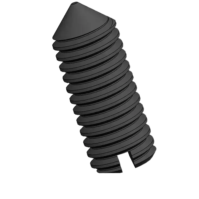 M3.5 x 9mm Slotted Cone Point Set Screw 12.9 Carbon Steel Black DIN553