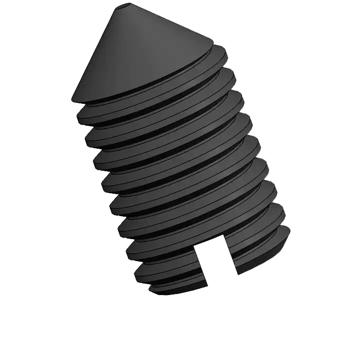 M4 x 7mm Slotted Cone Point Set Screw 12.9 Carbon Steel Black DIN553