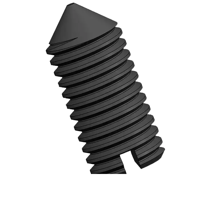M4 x 9mm Slotted Cone Point Set Screw Steel Black DIN553