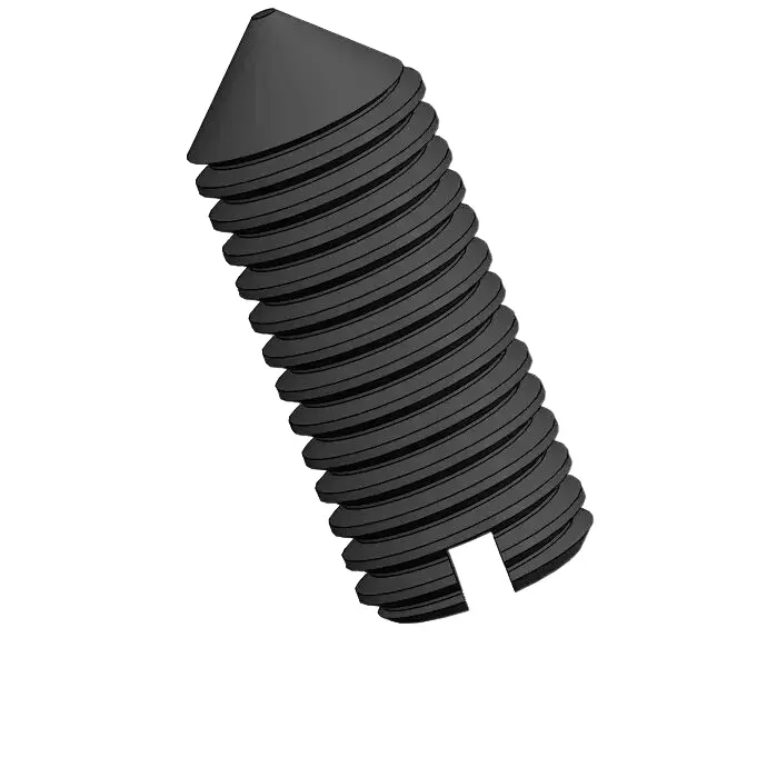 M4 x 10mm Slotted Cone Point Set Screw Steel Black DIN553
