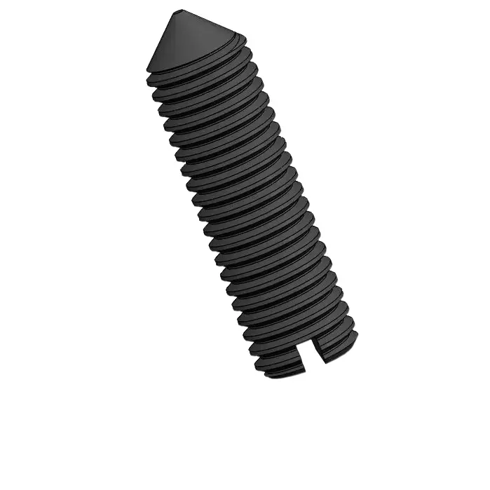 M4 x 14mm Slotted Cone Point Set Screw 12.9 Carbon Steel Black DIN553