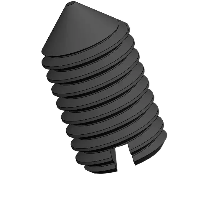 M5 x 9mm Slotted Cone Point Set Screw 12.9 Carbon Steel Black DIN553