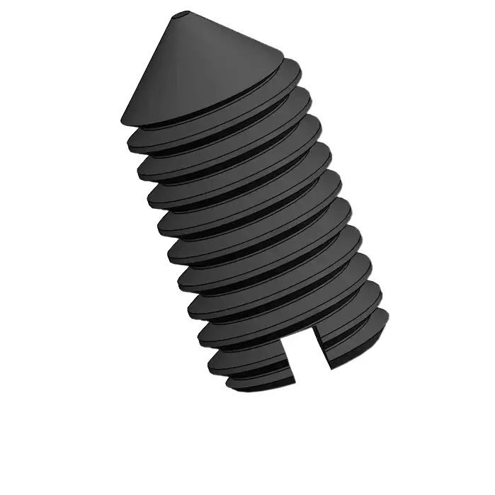 M5 x 10mm Slotted Cone Point Set Screw Steel Black DIN553