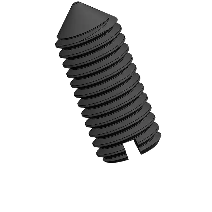 M5 x 12mm Slotted Cone Point Set Screw 12.9 Carbon Steel Black DIN553