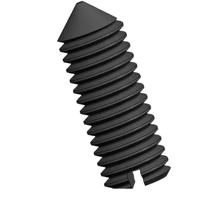 M5 x 14mm Slotted Cone Point Set Screw Steel Black DIN553