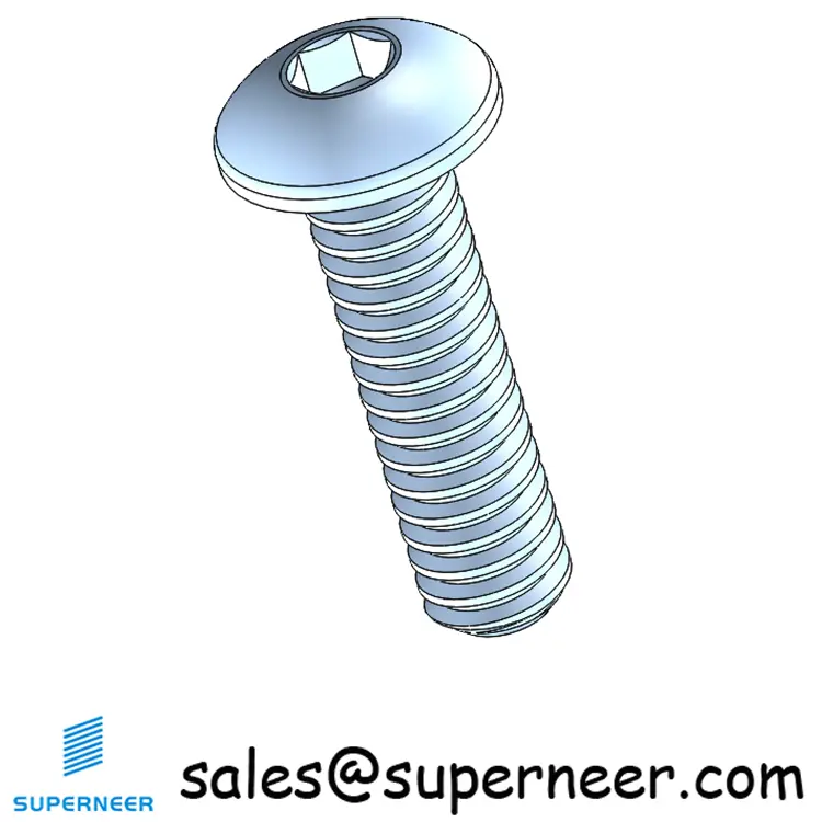 3-48 x 3/8" Button Head Socket Cap Machine Screw Steel Blue Zinc Plated