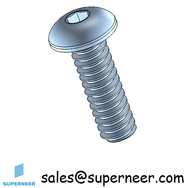 6-32 x 7/16" Button Head Socket Cap Machine Screw Steel Blue Zinc Plated