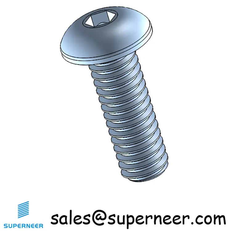 8-32 x 1/2" Button Head Socket Cap Machine Screw Steel Blue Zinc Plated